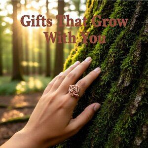 Wire Wrapped Rose Flower Floral Copper Ring - Romantic & Feminine - Sz 5.5